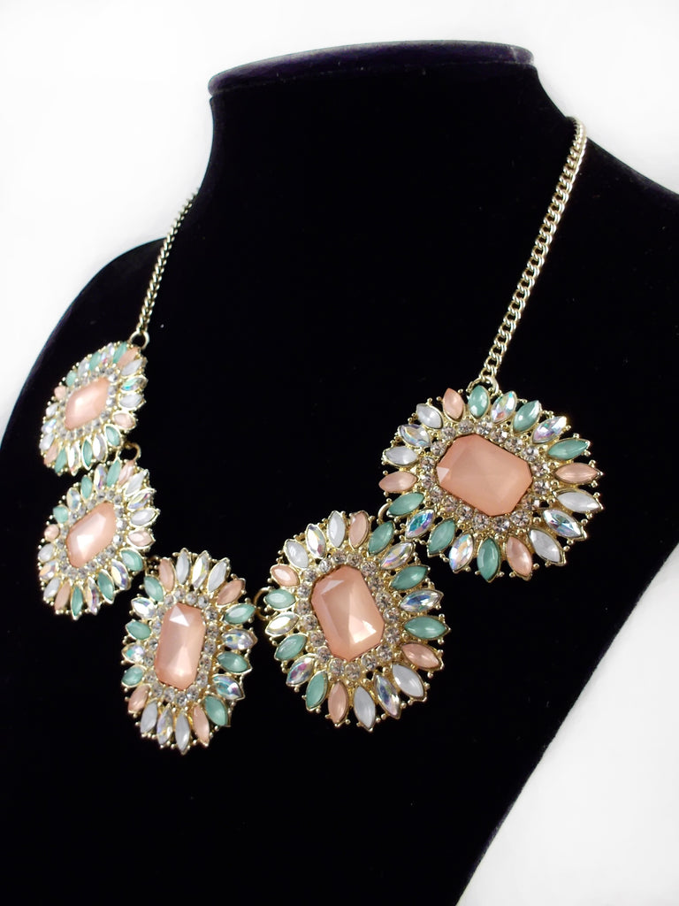 Luxe Crystal Statement Necklace-Light Pink