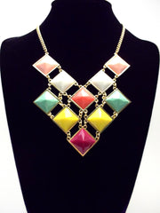 Colorful Gemstone Jeweled Statement Necklace