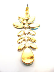 Gold Leaf Crystal Dangle Earrings-Mint