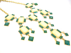 Jeweled Gemstone Deco Bauble Statement Necklace