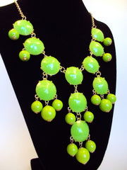 Bubble JEWELED Statement Necklace- Lime Green