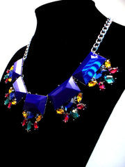 Colorful Jeweled Gemstone Statement Necklace- Royal