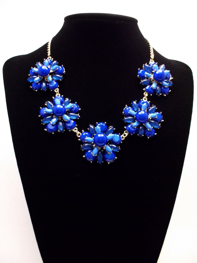 Floral Jeweled Gemstone Necklace- Royal