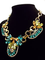 Crystal Icing Statement Necklace- Emerald