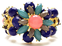 Floral Jeweled Gemstone Stretch Bracelet