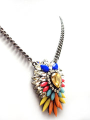 Colorful Sparkle Pendant Necklace- Yellow Multi