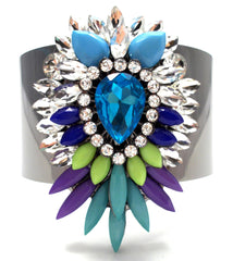 Colorful Sparkle Pendant Cuff Bracelet- Blue
