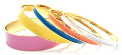 Multi-Colored Lacquered Bangle Set of 5- Pink Multi