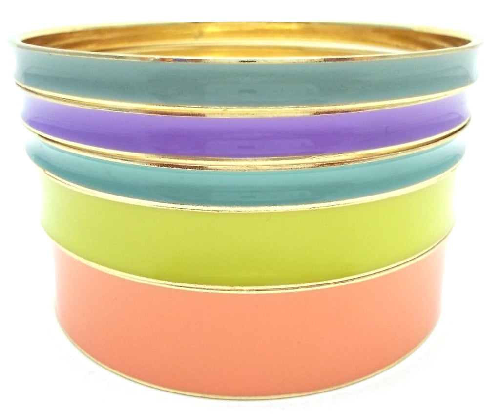 Multi-Colored Lacquered Bangle Set of 5- Neon