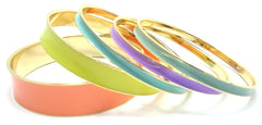 Multi-Colored Lacquered Bangle Set of 5- Neon