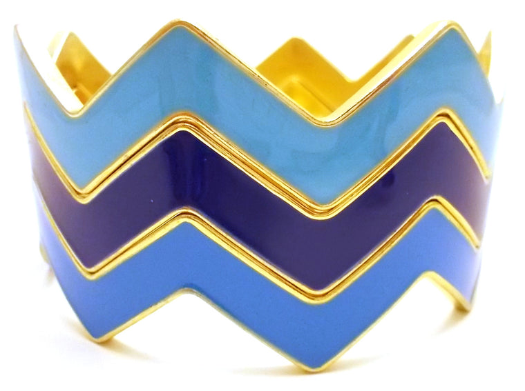 Chevron Bangles Set of 3- Blue