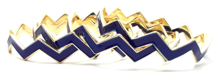 Chevron Bangles Set of 5- Blue