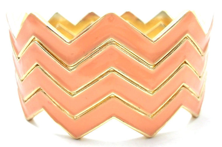 Chevron Bangles Set of 4- Peach