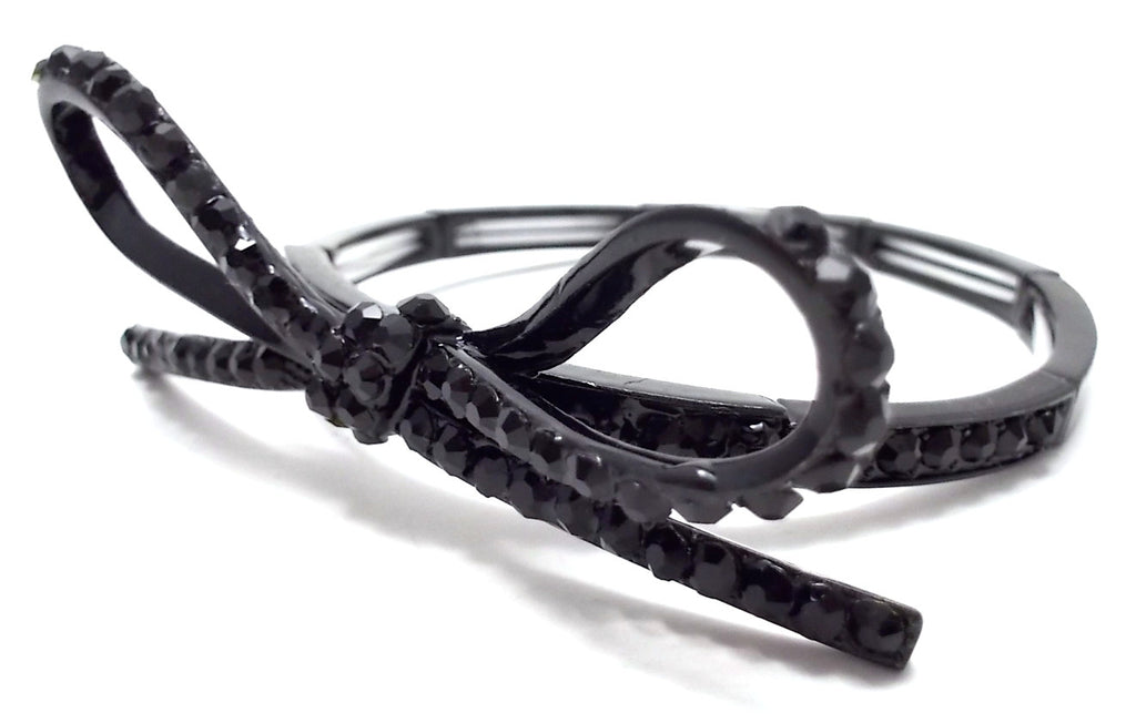 Sparkling Bow Stretch Bracelet- Black
