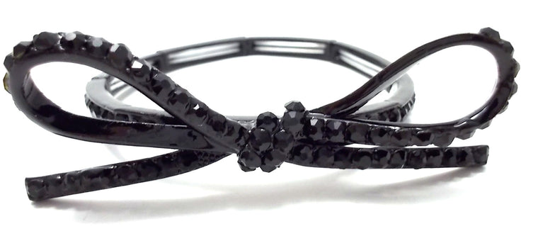 Sparkling Bow Stretch Bracelet- Black