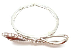Sparkling Bow Stretch Bracelet- Silver