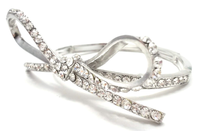 Sparkling Bow Stretch Bracelet- Silver