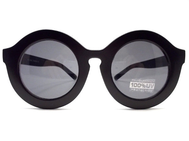 Retro Round Sunglasses- Matte Black