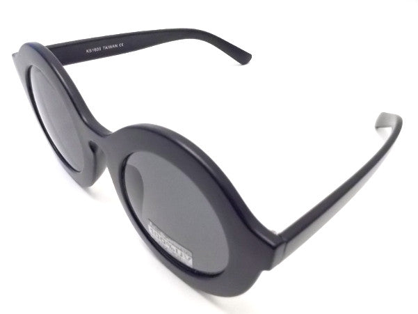 Retro Round Sunglasses- Matte Black