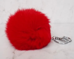 Faux POM Charm/Keychain Large- Red