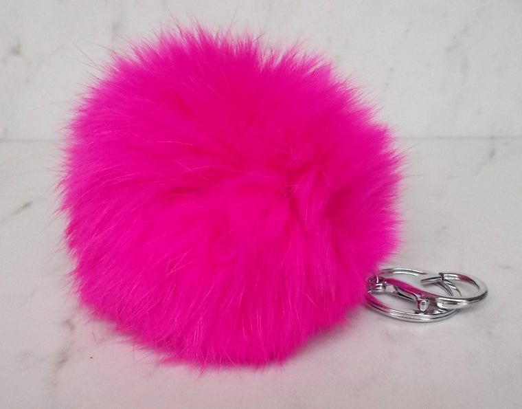 Faux POM Charm/Keychain Large- Hot Pink