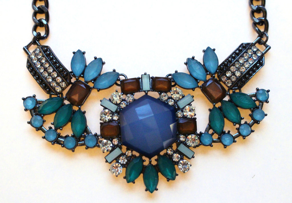 Blue Crystal Compilation Necklace