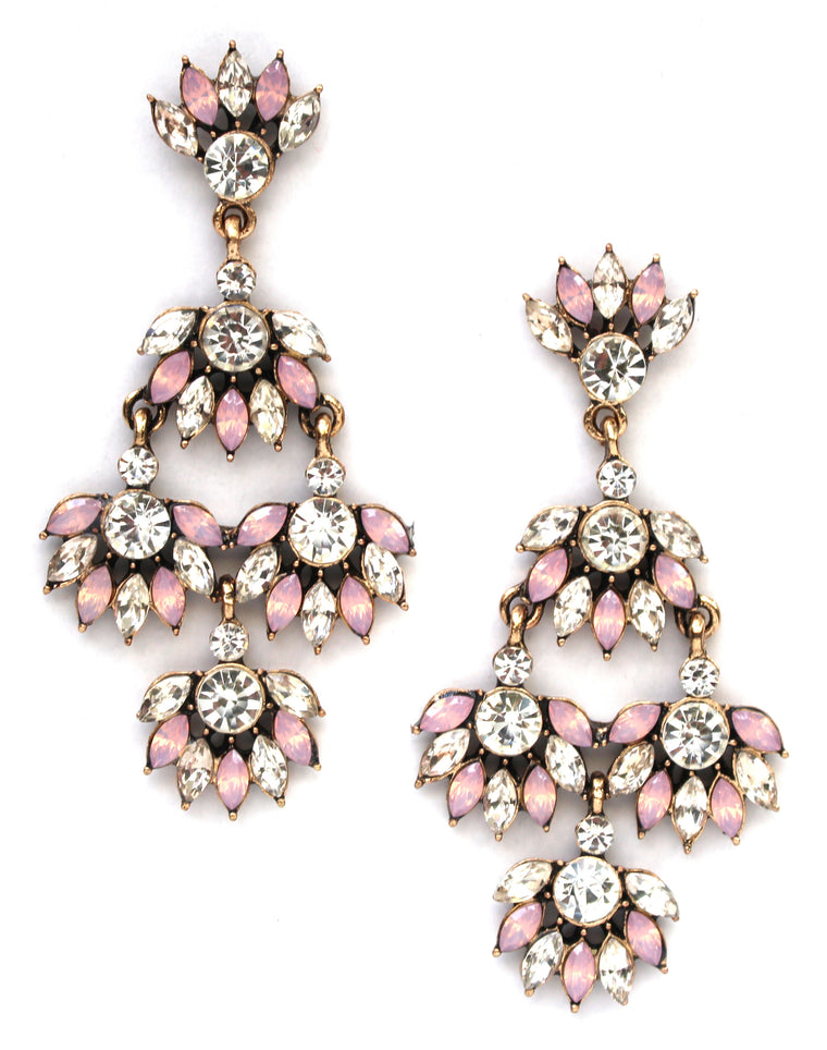 Shiny Rosé Blooms Statement Earrings