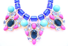 Chunky Beaded Stone & Crystal Statement Necklace