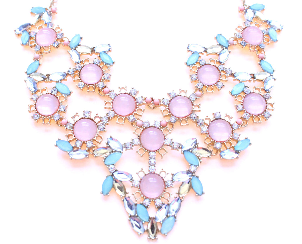 Pastel Bib Statement Necklace- Light Pink