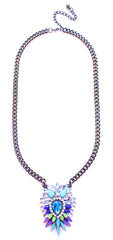 Colorful Sparkle Pendant Necklace- Blue Multi