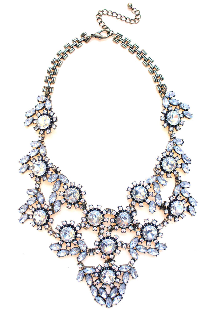 Luxe Sparkle Crystal Floral Statement Necklace