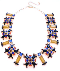 Jeweled Geometric Squares Necklace