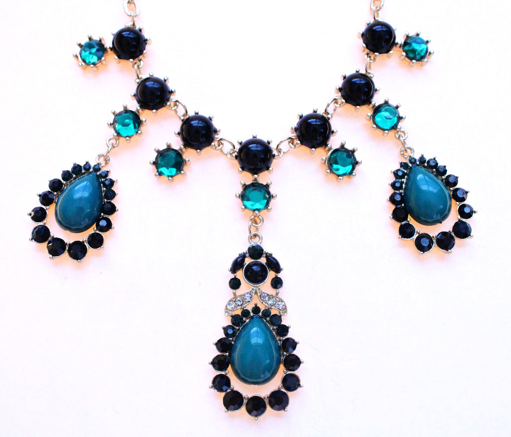 Teardrop Crystal Jeweled Necklace