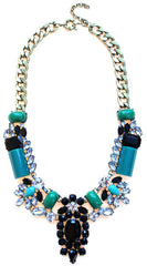 Luxe Crystal-Encrusted Collar Statement Necklace- Emerald