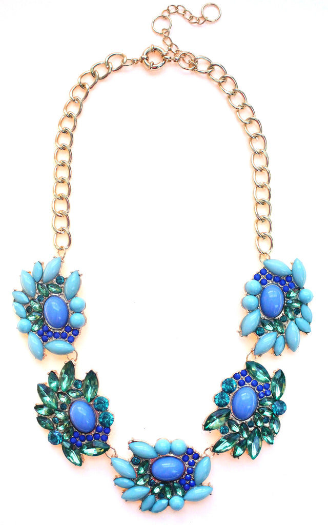 Stone Wave Cluster Statement Necklace