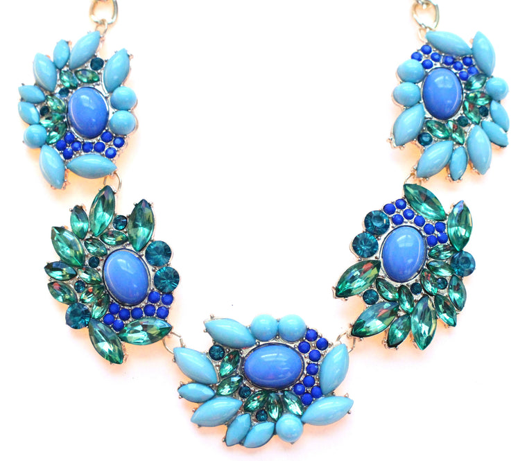 Stone Wave Cluster Statement Necklace