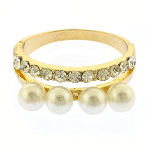 Crystal & Pearl Stacked Ring