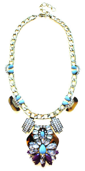 Luxe Tortoise & Turquoise Statement Necklace