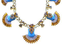 Luxe Jeweled Fan Statement Necklace
