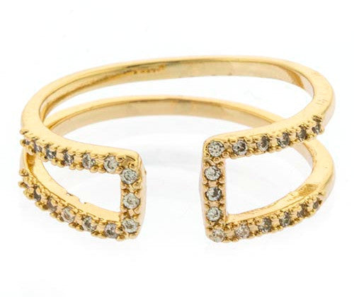 Pavé Crystal Asymmetric Accent Ring- Gold