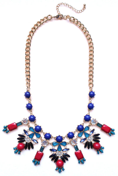 Crystal Icicle Statement Necklace- Navy & Red – KAY K COUTURE