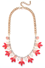 Crystal Rose Bud Necklace- Pink