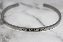 CHOOSE JOY* Cuff Bracelet- Silver