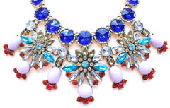 Luxe Cobalt Crystal Firework Statement Necklace