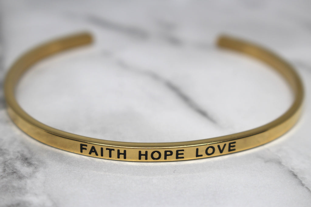 FAITH HOPE LOVE* Cuff Bracelet- Gold