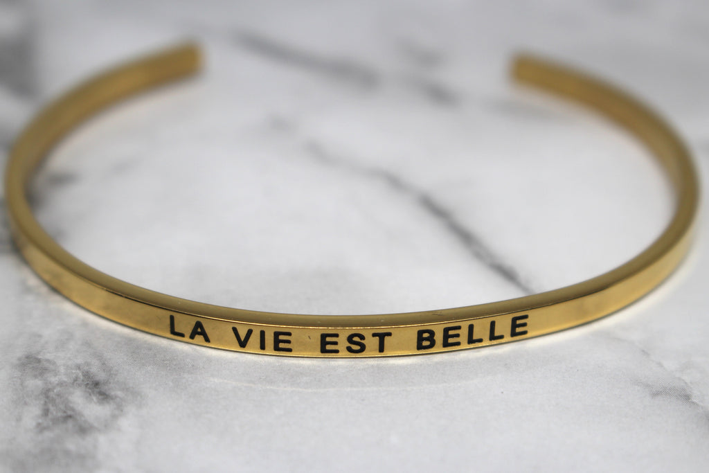 LA VIE EST BELLE* Cuff Bracelet- Gold