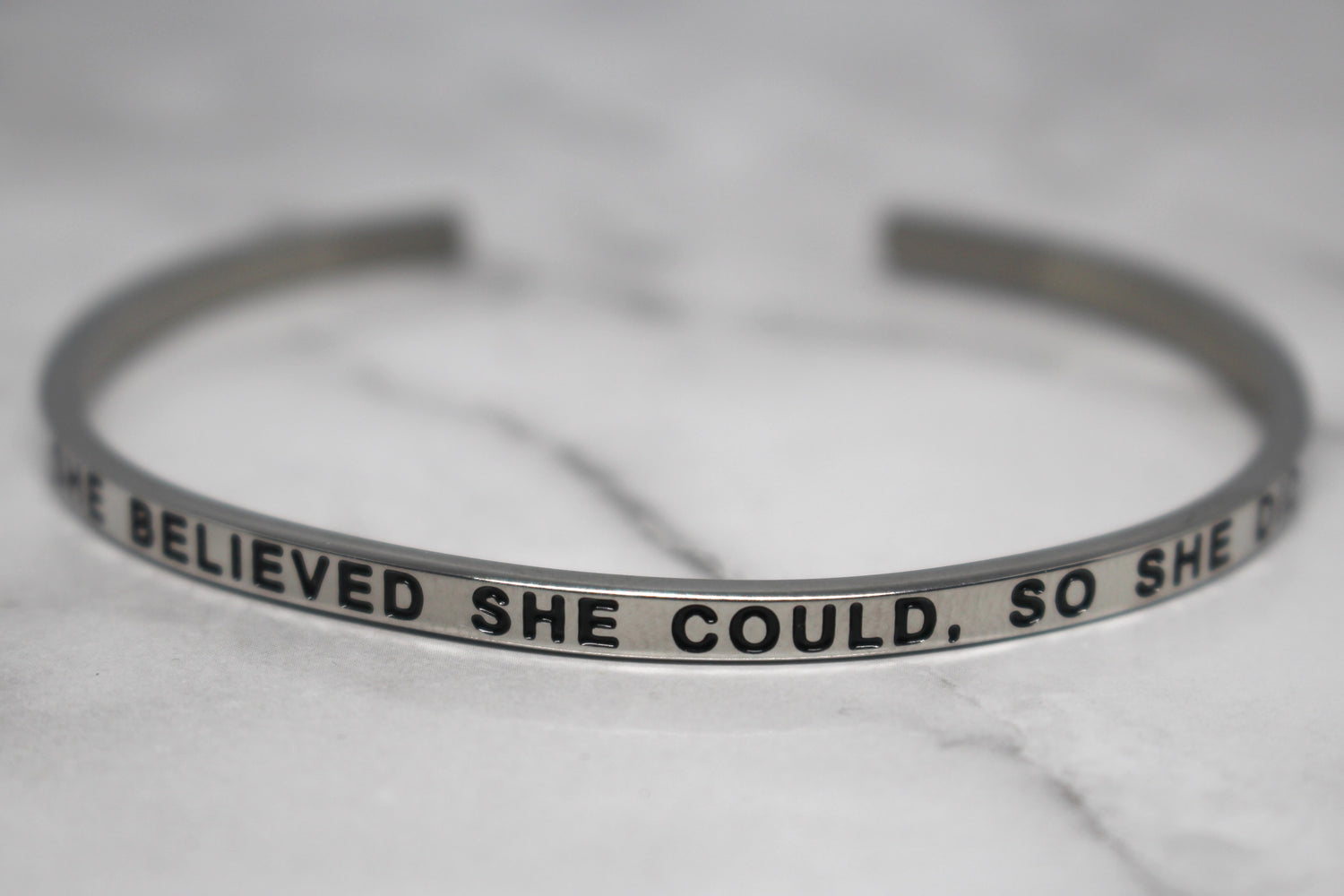 SHE BELIEVED SHE COULD, SO SHE DID* Cuff Bracelet- Silver