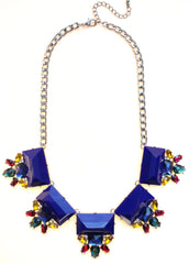 Colorful Jeweled Gemstone Statement Necklace- Royal