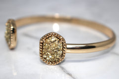 Druzy Stone Cuff Bracelet- Gold