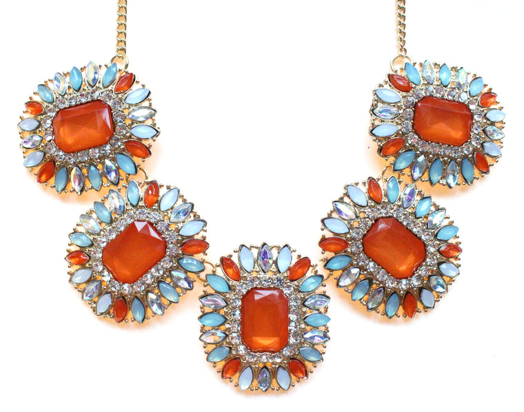 Crystal Orange Statement Necklace